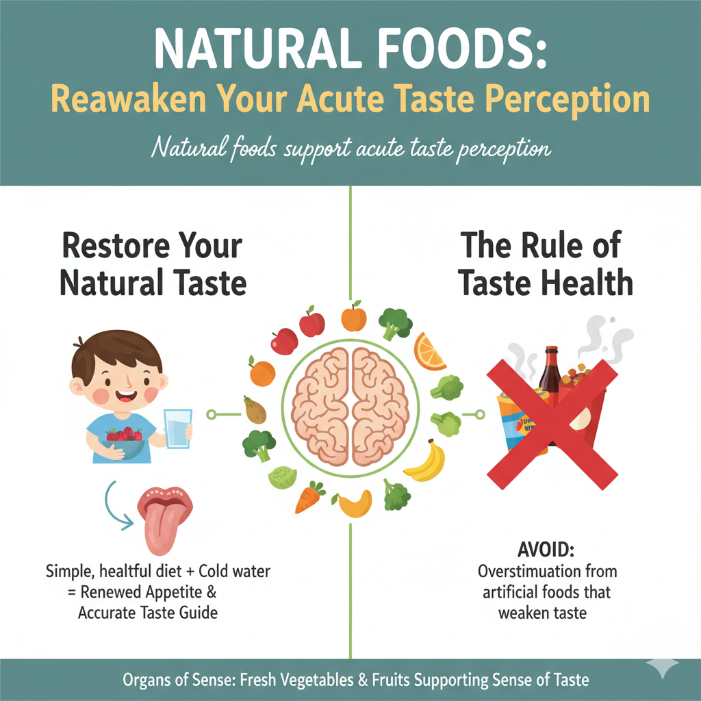 Natural foods support acute taste perception organs of sense - fresh vegetables and fruits supporting sense