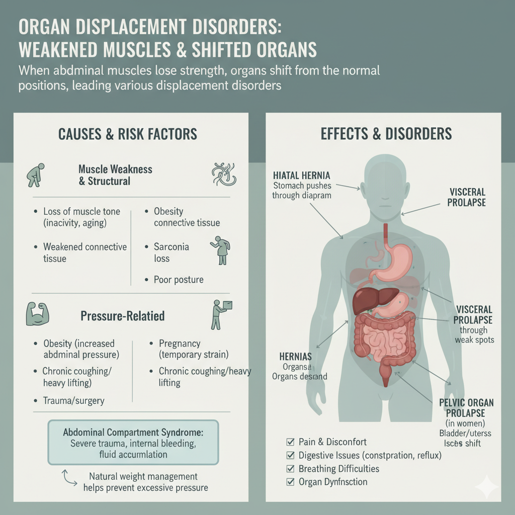 organ-displacement-disorders-weakened-muscles-diagram.jpg diagram showing organ displacement disorders with weakened abdominal muscles and shifted internal organs.