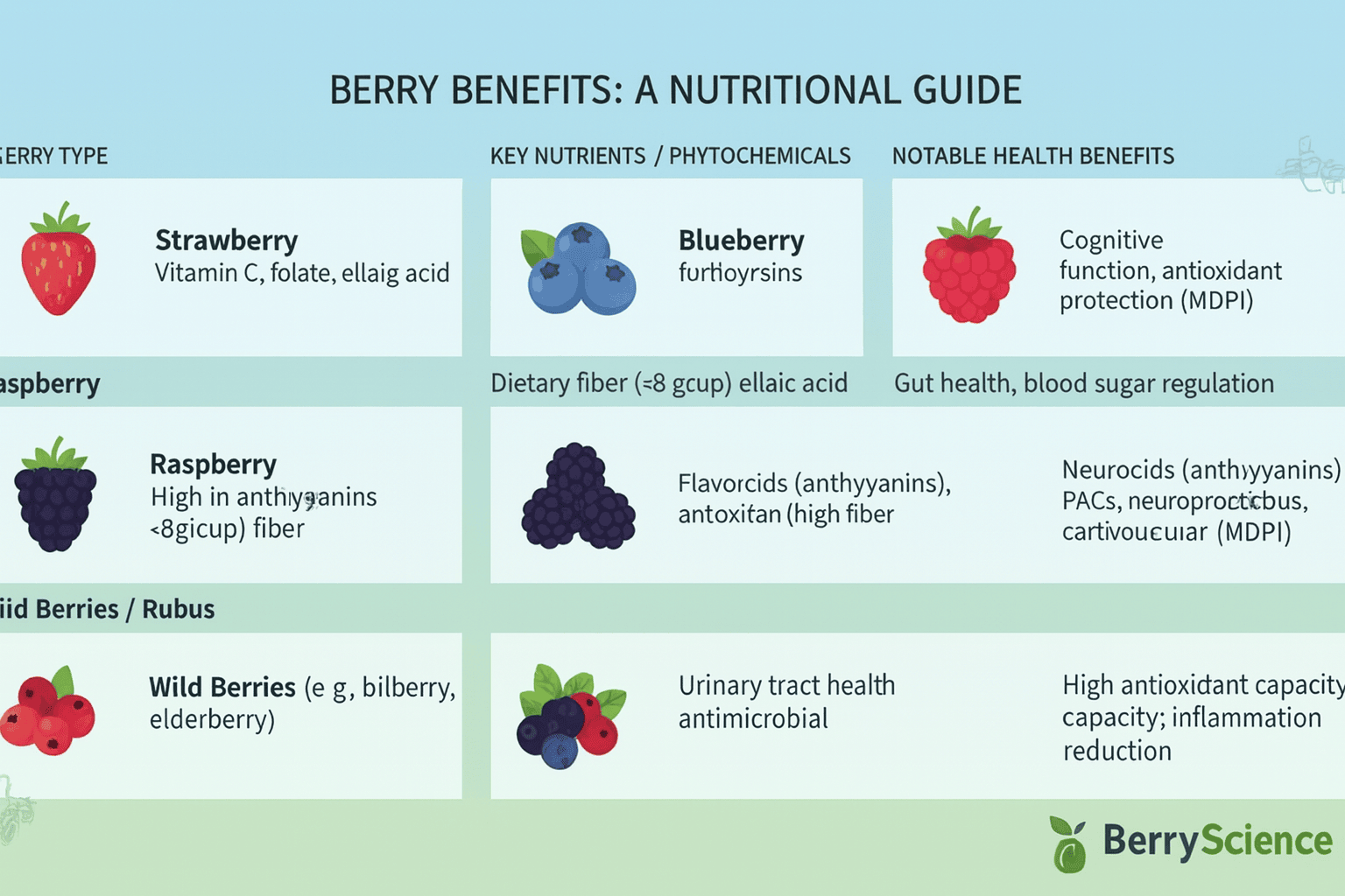 To attain the full health benefits of berries, it is essential to consider their different varieties and phytochemical profile.